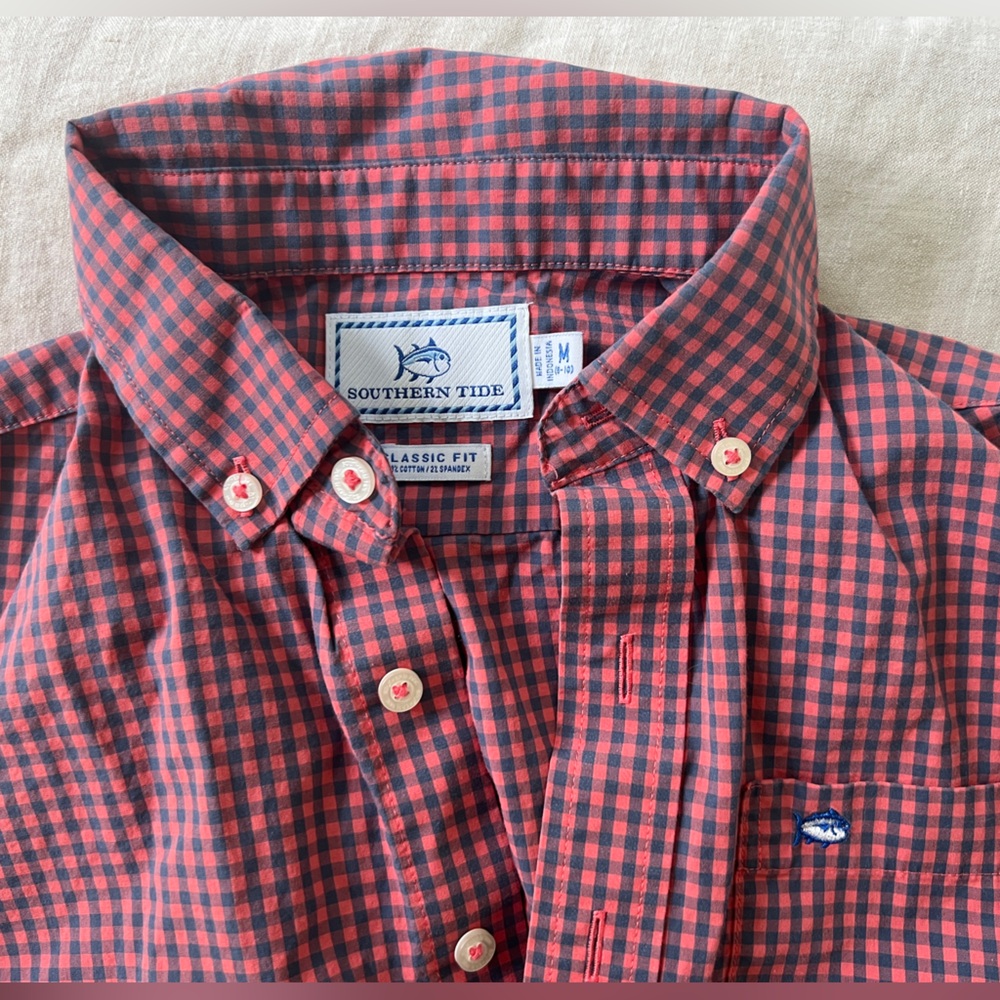 Boys Southern Tide Plaid Button Up Shirt Size M (8-10)